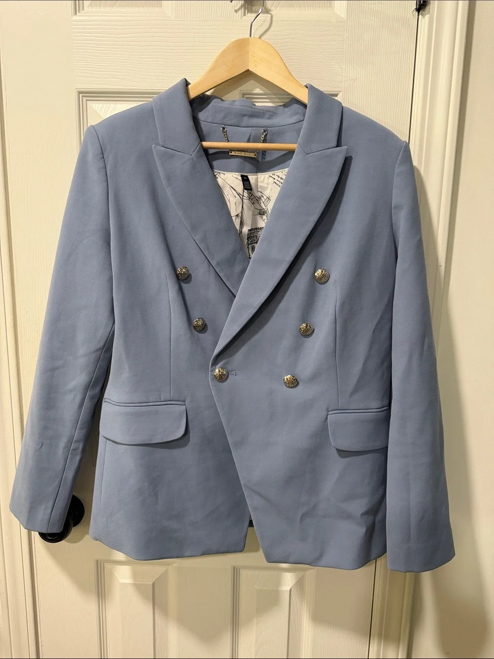White House Black Market Double-Breasted Powder Blue Blazer